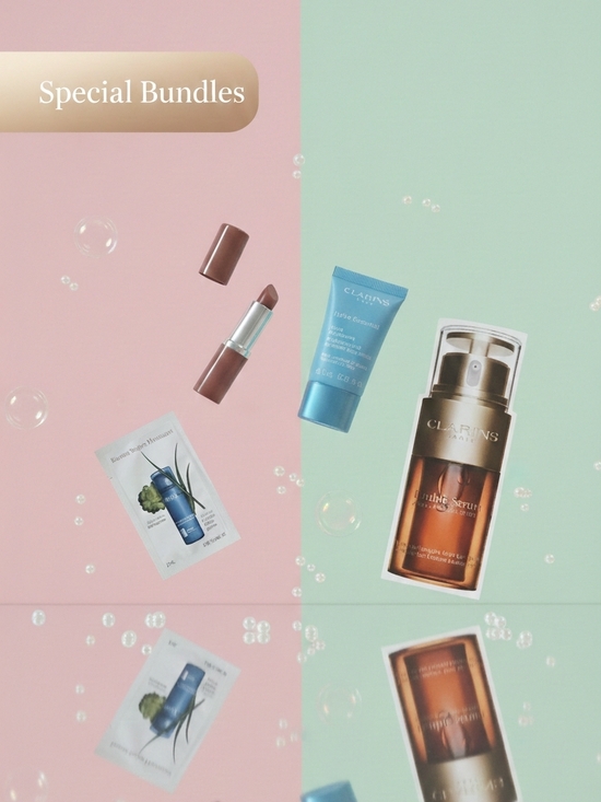 Clarins Other - Clarins Brown and Blue Serum & Sample Skincare Bundle